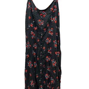 2/$15 Arizona Jean Company XL Black Red Floral Slip Midi NWT sundress